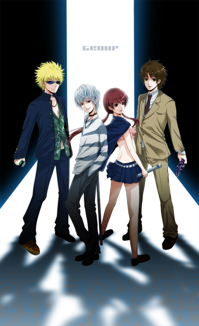 accelerator, musujime awaki, tsuchimikado motoharu, unabara mitsuki, and etzali (toaru majutsu no index and 1 more) drawn by wolf025
