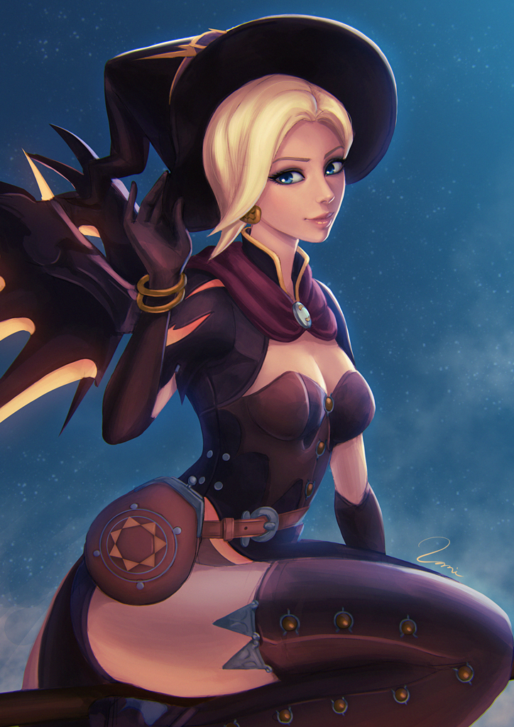 mercy and witch mercy (overwatch and 1 more) drawn by umigraphics