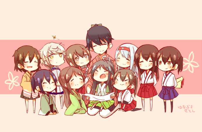 kaga, akagi, zuikaku, houshou, shoukaku, and 6 more (kantai collection) drawn by satoshi_(peso727)