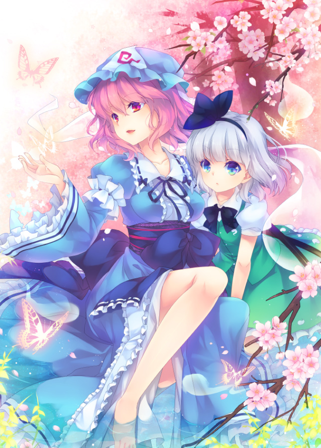 konpaku youmu and saigyouji yuyuko (touhou) drawn by shinia