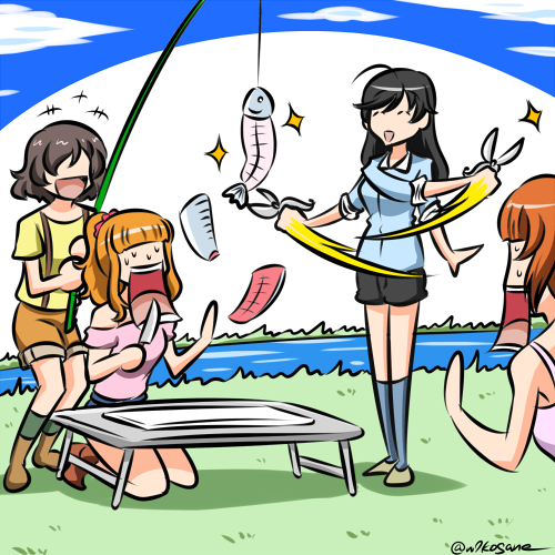 nishizumi miho, akiyama yukari, takebe saori, and isuzu hana (girls und panzer) drawn by kogane_(staygold)