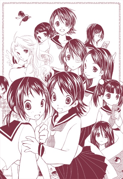 fuura kafuka, komori kiri, kitsu chiri, kobushi abiru, tsunetsuki matoi, and 8 more (sayonara zetsubou sensei) drawn by poyon