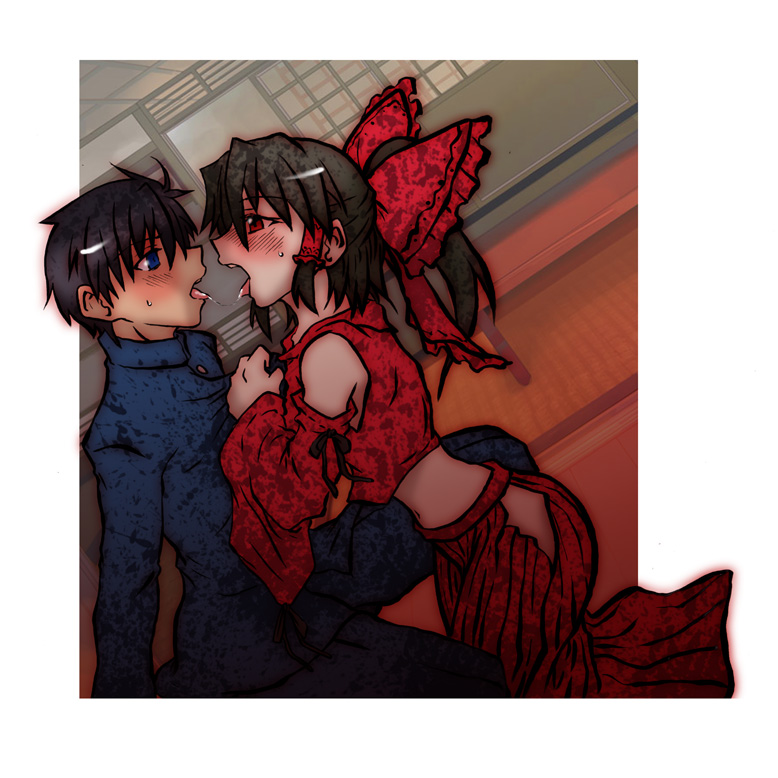 hakurei reimu, nanaya shiki, and onimiko (touhou and 3 more) drawn by tententensan