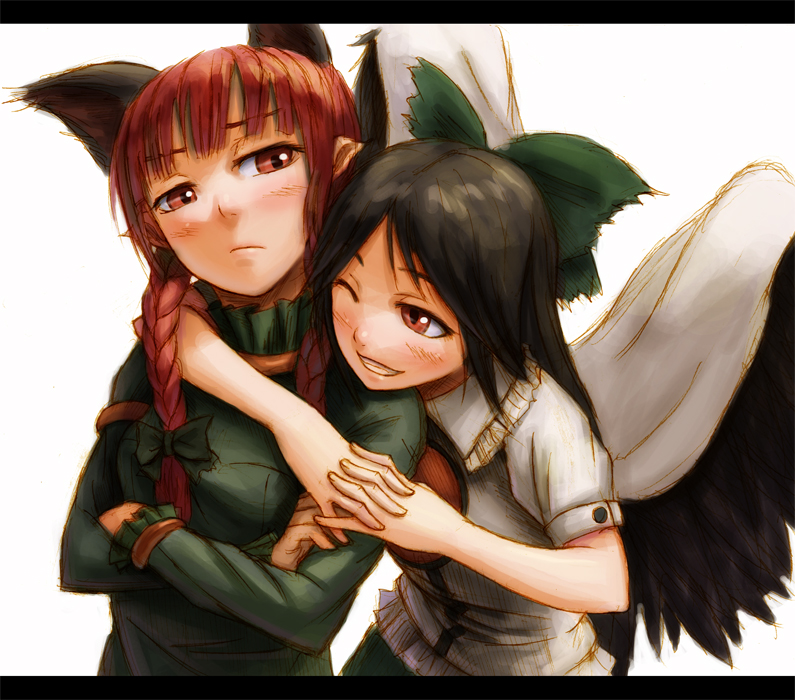 kaenbyou rin and reiuji utsuho (touhou) drawn by kurione_(zassou)