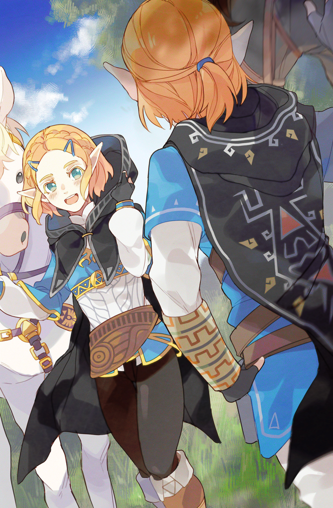 link and princess zelda (the legend of zelda and 1 more) drawn by chachi_(azuzu)