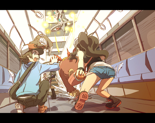 hilda, hilbert, ingo, emmet, excadrill, and 2 more (pokemon and 1 more) drawn by ajiko_ajio