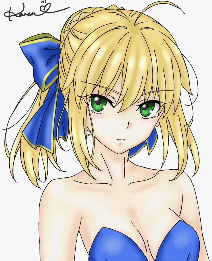 artoria pendragon and saber (fate) drawn by karenpi0717