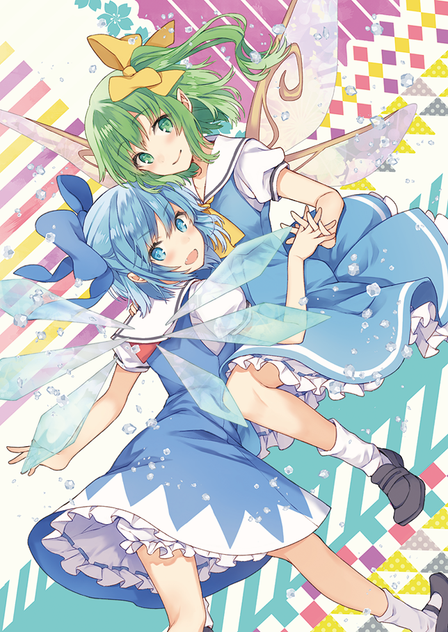 cirno and daiyousei (touhou and 2 more) drawn by macco