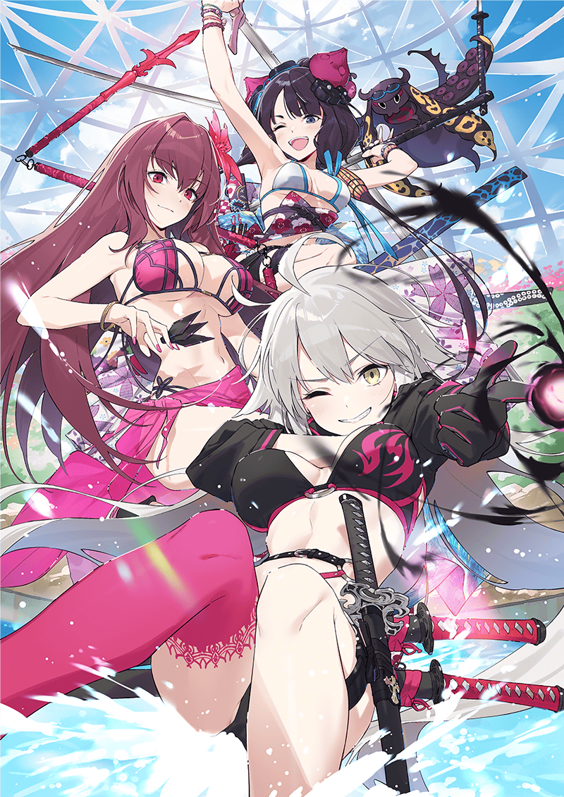 jeanne d'arc alter, scathach, katsushika hokusai, and tokitarou (fate and 1 more) drawn by hayashi_kewi