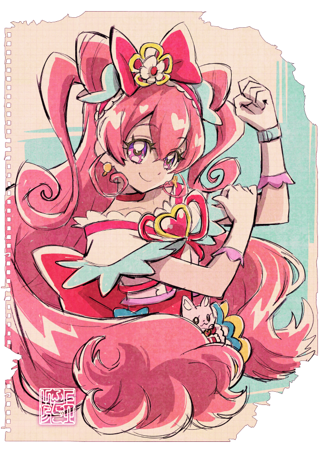nagomi yui, cure precious, and kome-kome (precure and 1 more) drawn by kamikita_futago