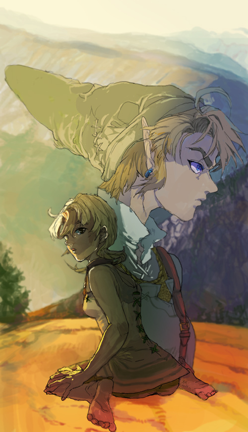 link and ilia (the legend of zelda and 1 more) drawn by ayana_(tannsann)