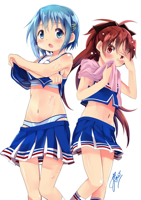 miki sayaka and sakura kyoko (mahou shoujo madoka magica) drawn by gleision_adain