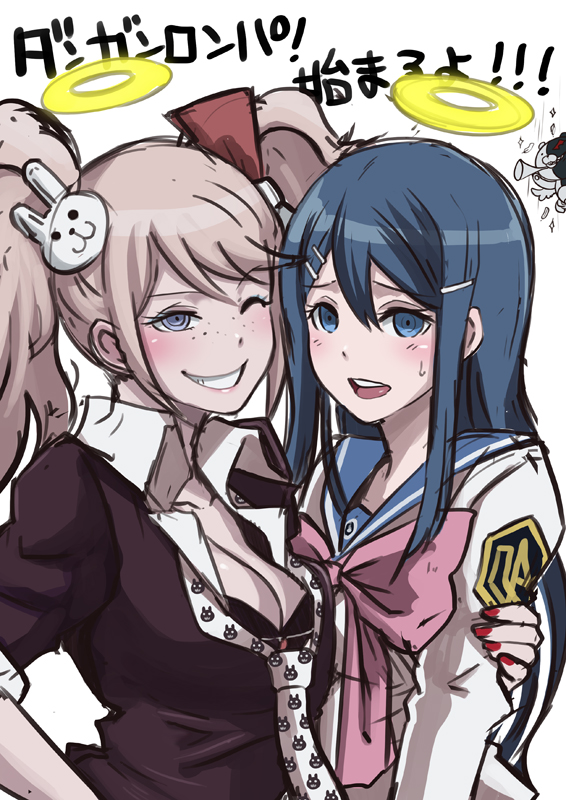 enoshima junko, monokuma, and maizono sayaka (danganronpa and 1 more) drawn by butcha-u