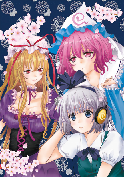 konpaku youmu, yakumo yukari, and saigyouji yuyuko (touhou) drawn by mogi_(mai6334)