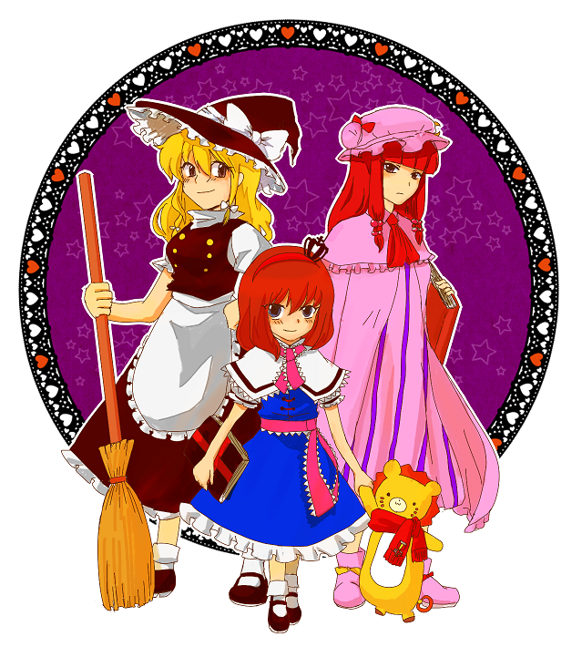 kirisame marisa, alice margatroid, patchouli knowledge, ushiromiya ange, ushiromiya maria, and 2 more (touhou and 1 more) drawn by roroko