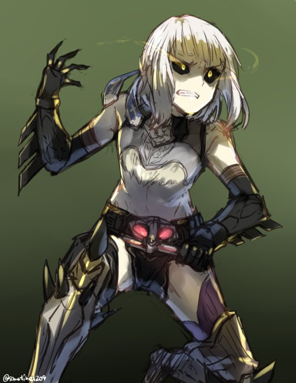 penthesilea and kamen rider amazon omega (fate and 3 more) drawn by somechime_(sometime1209)