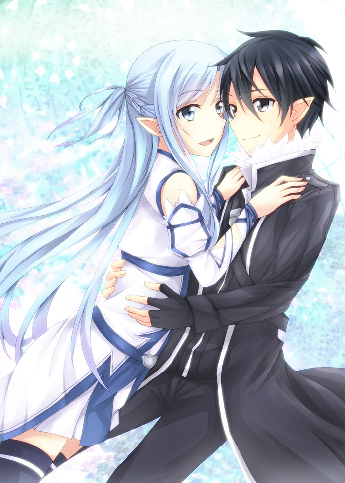 asuna and kirito (sword art online) drawn by misuzu_(iridescence)