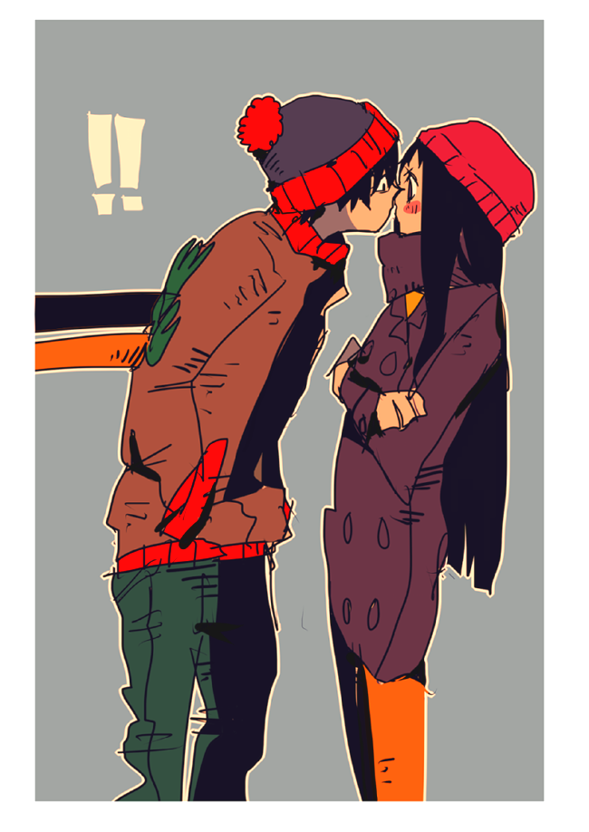 stan marsh, kyle broflovski, and wendy testaburger (south park) drawn by yasu_(hello11)