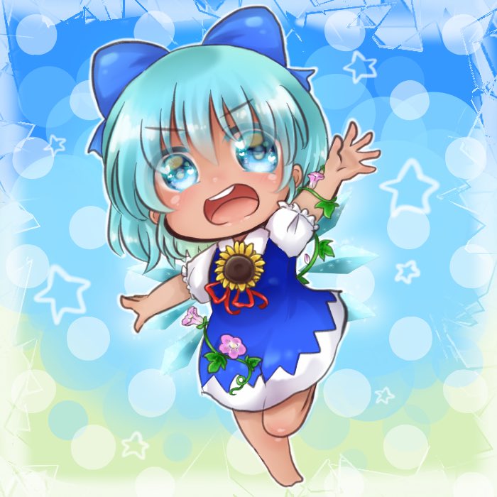 cirno and tanned cirno (touhou and 1 more) drawn by sacchan_happy