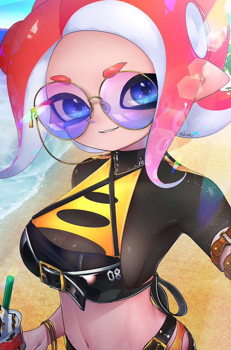 octoling player character and octoling girl (splatoon and 2 more) drawn by kashu_(hizake)