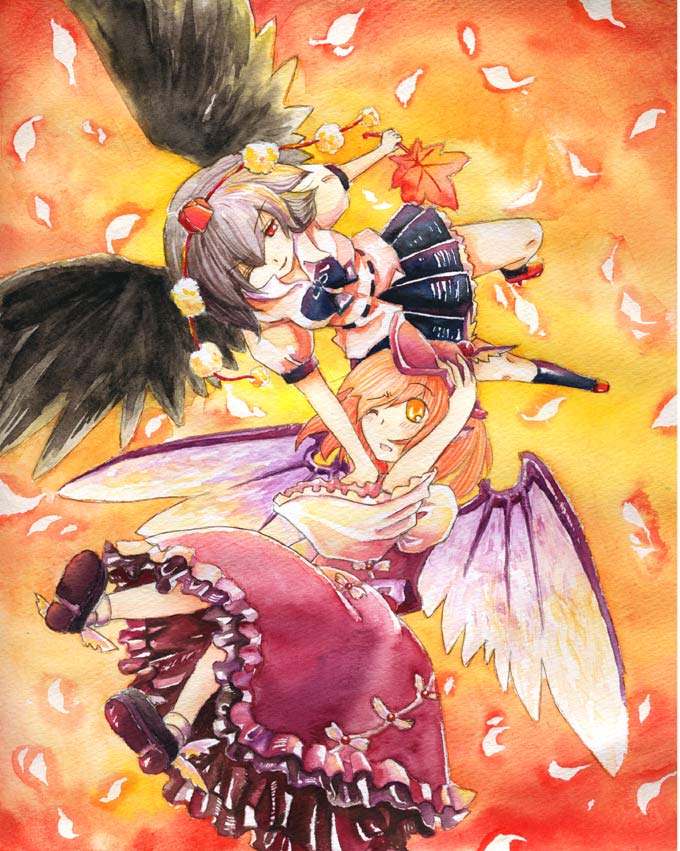 shameimaru aya and mystia lorelei (touhou) drawn by shiroaisa