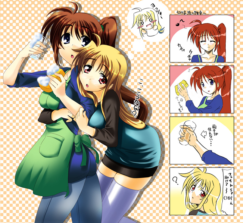 fate testarossa and takamachi nanoha (lyrical nanoha and 1 more) drawn by iga_tamaki