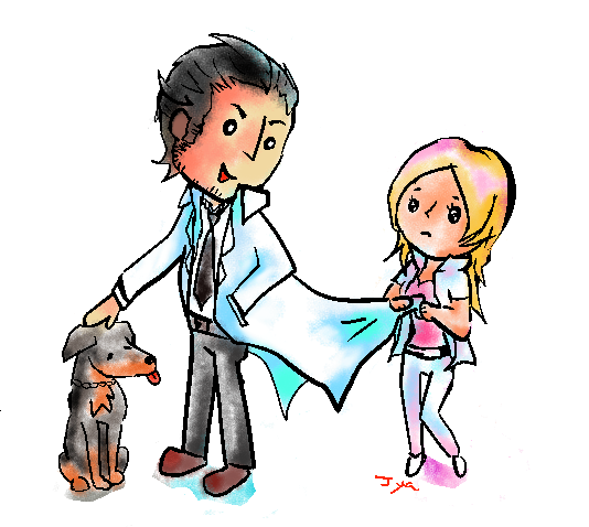 markus vaughn and elena salazar (chou shittou caduceus) drawn by mikemori_(pixiv)