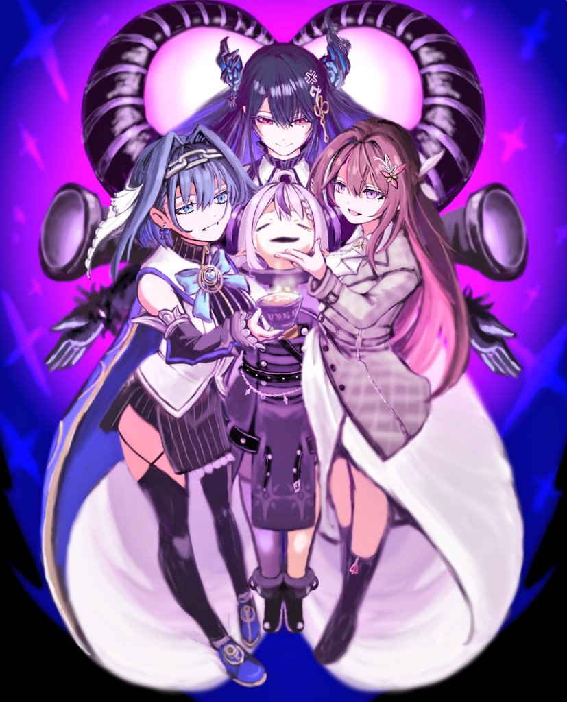 ouro kronii, la+ darknesss, nerissa ravencroft, and azki (hololive and 1 more) drawn by twonogakipigpa