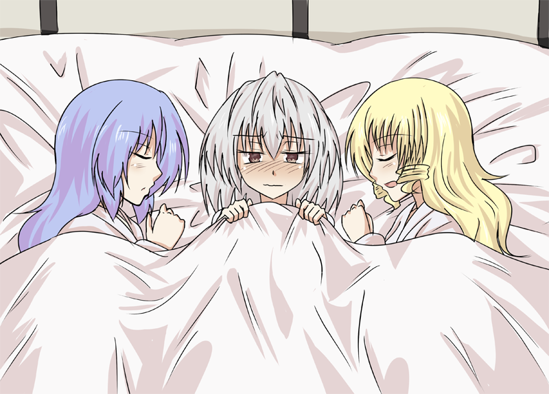 kishin sagume, watatsuki no yorihime, and watatsuki no toyohime (touhou) drawn by shamisen_(syami_sen)