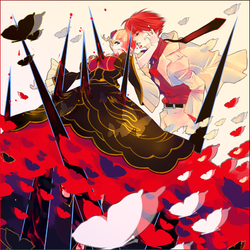 beatrice and ushiromiya battler (umineko no naku koro ni) drawn by am-gozen