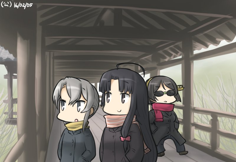 kirishima, shouhou, and nowaki (kantai collection) drawn by hamu_koutarou
