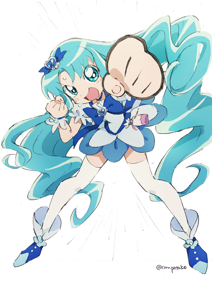 kurumi erika and cure marine (precure and 1 more) drawn by corn_potako