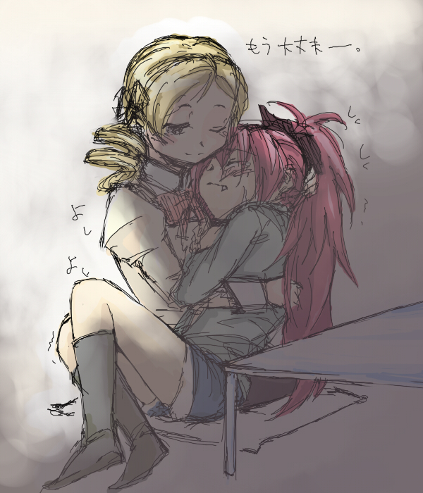 sakura kyoko and tomoe mami (mahou shoujo madoka magica) drawn by wolf8552