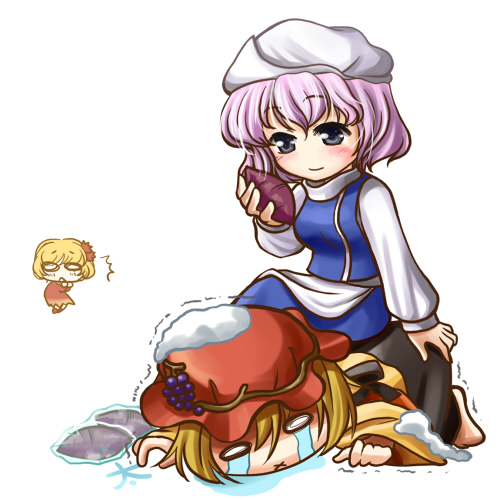 aki minoriko, aki shizuha, and letty whiterock (touhou) drawn by kei_kei
