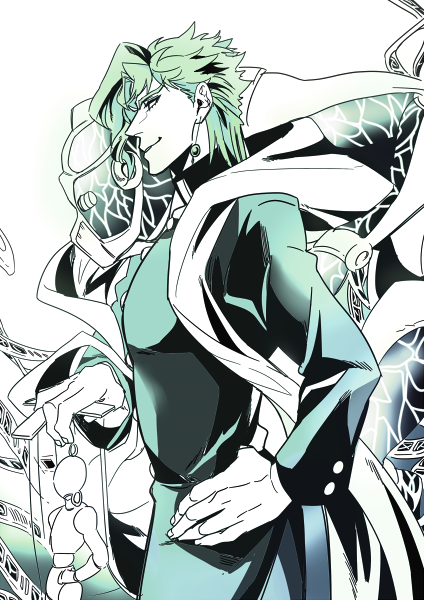 kakyoin noriaki and hierophant green (jojo no kimyou na bouken and 1 more) drawn by nanase_(7sepdr)