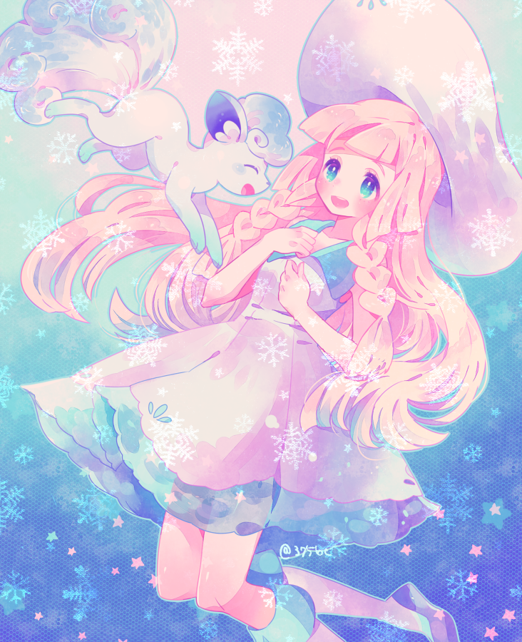 lillie and alolan vulpix (pokemon and 1 more) drawn by zippo_(3756c)