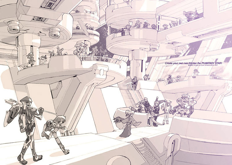 fonewearl, hunewearl, racaseal, humar, fomarl, and 4 more (phantasy star and 1 more) drawn by blade_(galaxist)