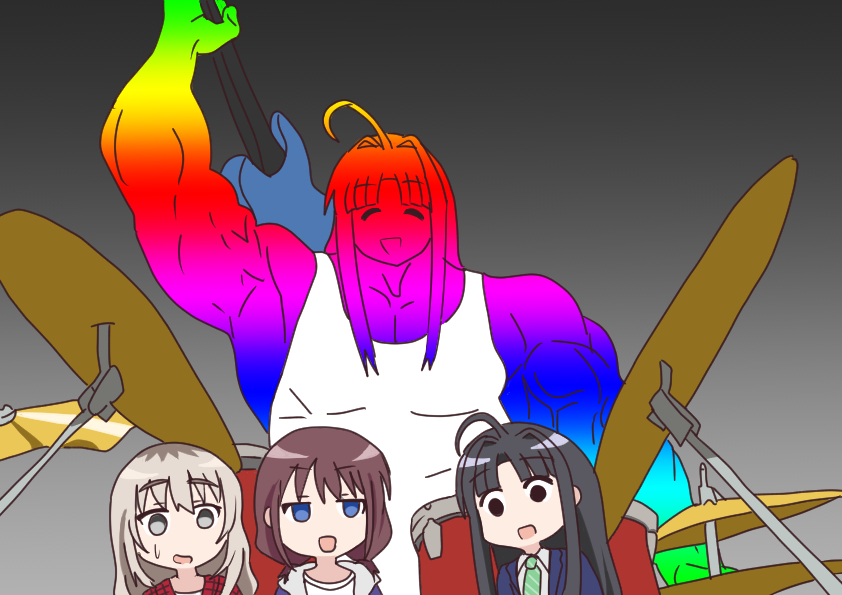 iseri nina, kawaragi momoka, and awa subaru (bocchi the rock! and 1 more) drawn by gorumosu