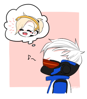 mercy and soldier: 76 (overwatch and 1 more) drawn by wori_(yeowol0829)