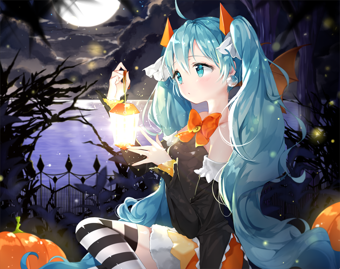 hatsune miku and halloween miku (vocaloid) drawn by liby_(libtnvd)
