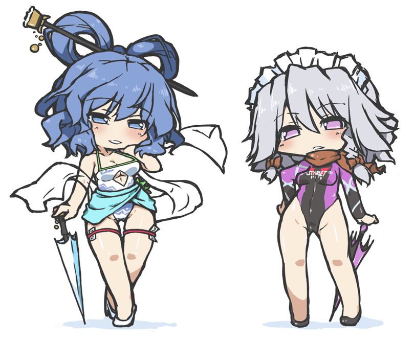 izayoi sakuya and kaku seiga (touhou) drawn by kureha_mitsushige