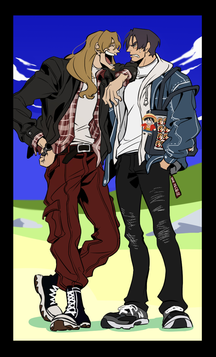 elder marine brother and younger marine brother (one piece and 1 more) drawn by umbrella_rpd