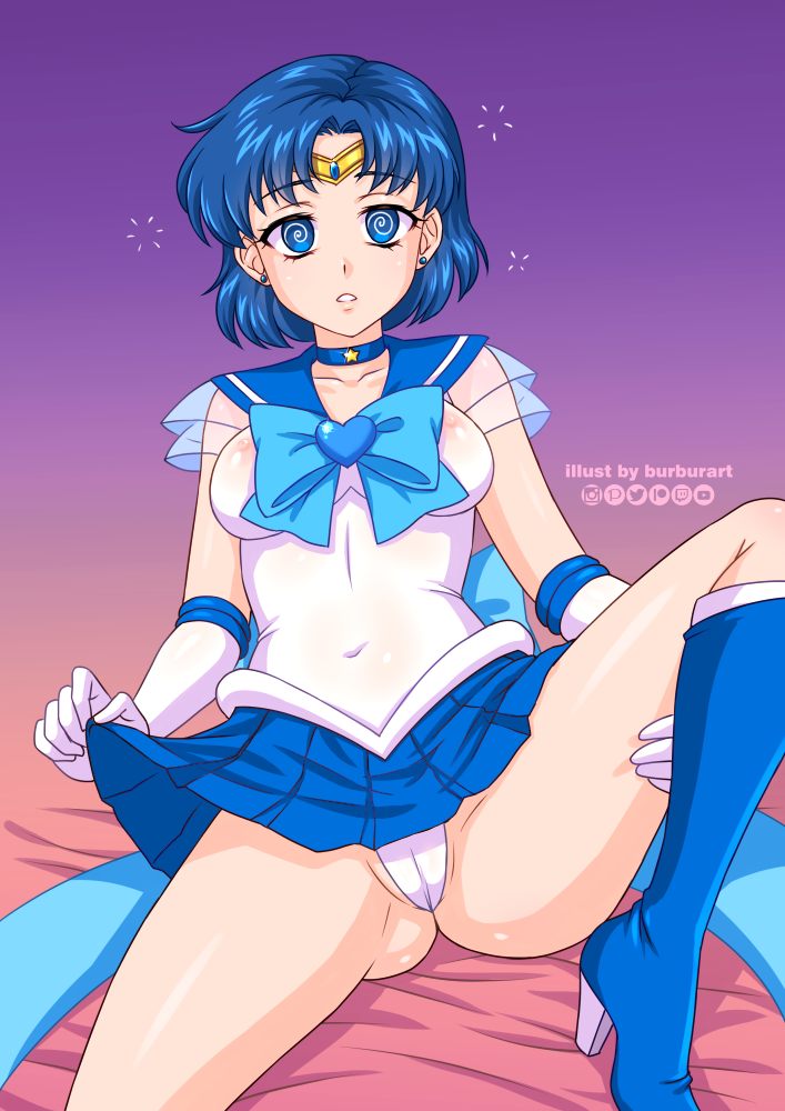 mizuno ami and sailor mercury (bishoujo senshi sailor moon) drawn by burbur