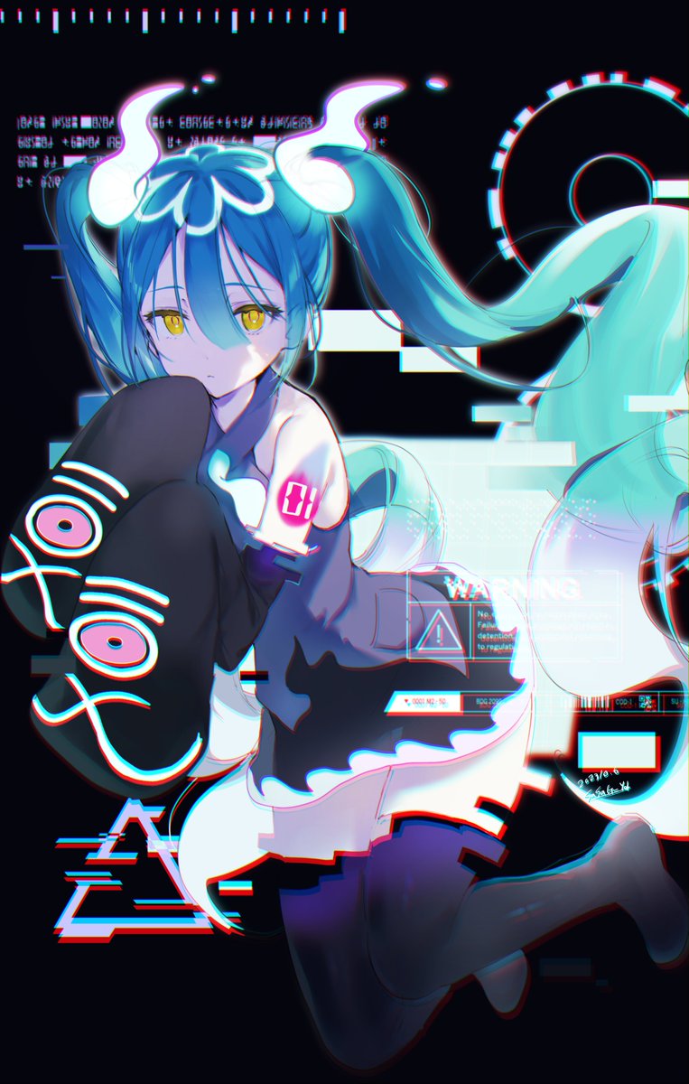 hatsune miku and ghost miku (pokemon and 2 more) drawn by nekojita_(ika_neko46)