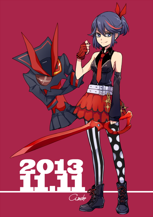 matoi ryuuko and senketsu (kill la kill) drawn by azuki_neko