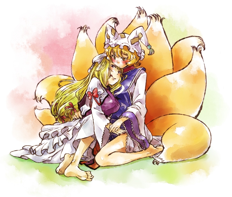 yakumo yukari and yakumo ran (touhou) drawn by yukataro