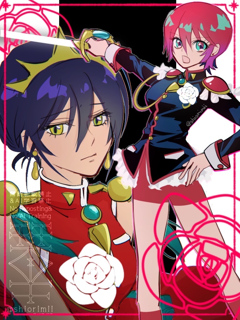 amate yuzuriha, nyaan, tenjou utena, and himemiya anthy (gundam and 2 more) drawn by shiorimii