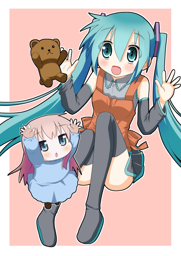 hatsune miku and megurine luka (vocaloid) drawn by minami_(colorful_palette)