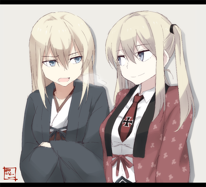 bismarck and graf zeppelin (kantai collection) drawn by shigino_sohuzi