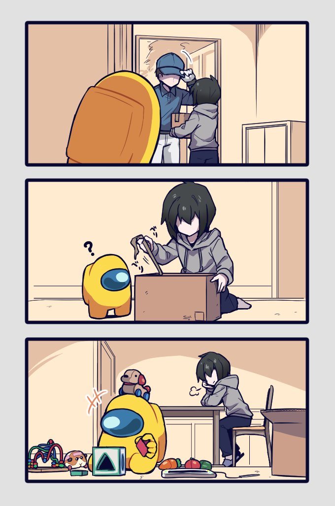 crewmate, yellow, they, and potato (original and 2 more) drawn by kiman